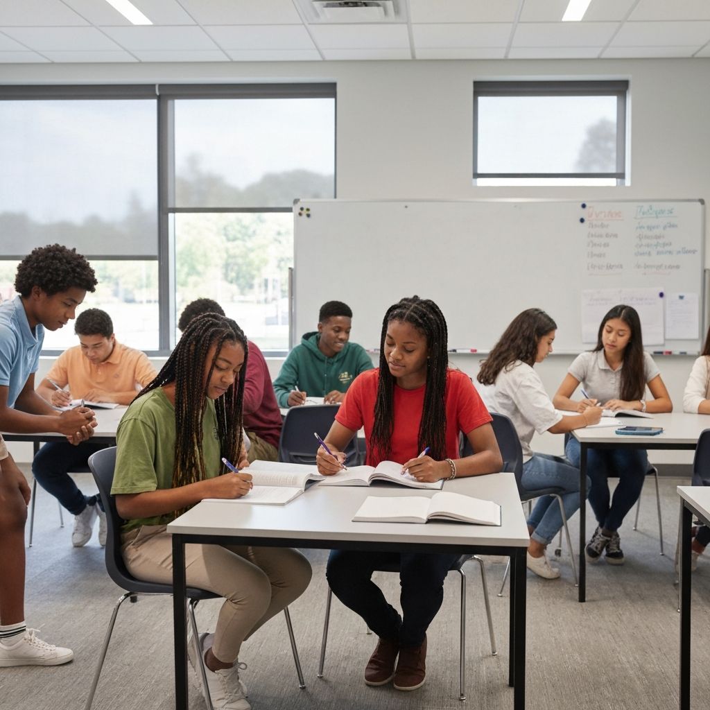 Students engaged in a collaborative learning session in a modern Private School classroom